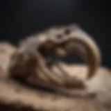 Detailed raptor claw fossil on display