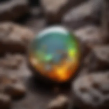Natural Textures of Ethiopian Opal Close-up view of raw Ethiopian opal revealing its natural textures