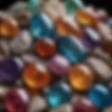 A close-up view of assorted gemstones showcasing their unique colors and textures