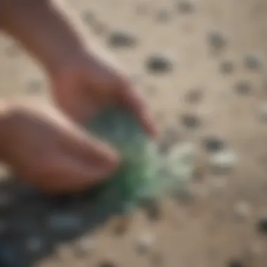 Community members engaging in sea glass collection