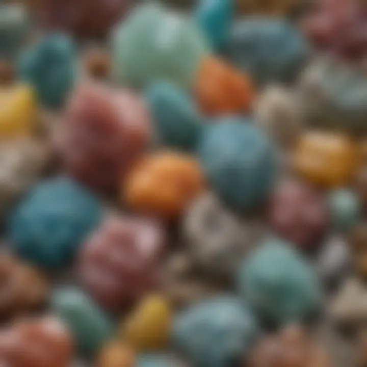 An array of smithsonite specimens in various colors, highlighting its diversity and beauty