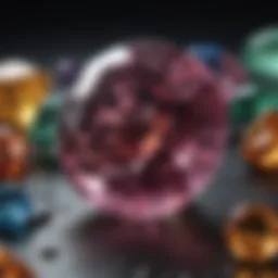 Close-up of a synthetic gemstone displaying brilliant color and clarity