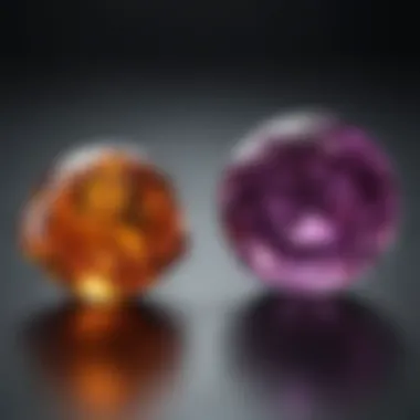 Comparative display of natural versus synthetic gemstones