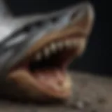 A close-up of an authentic megalodon tooth showcasing its serrated edges and size