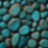 Close-up view of vibrant turquoise stones showcasing their natural texture and color variations