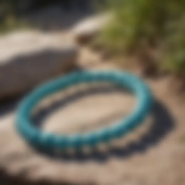 An elegant setting depicting turquoise bracelets in a natural environment, emphasizing their organic beauty