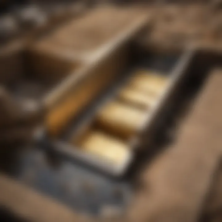 A detailed view of a gold sluice box showcasing its design and function.