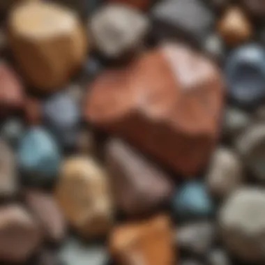 Close-up view of mineral-rich rocks highlighting their textures and colors.