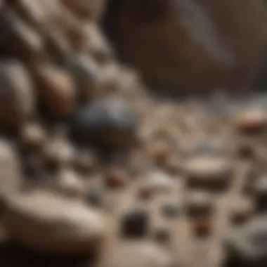 A well-organized rock collection displayed in a showcase.