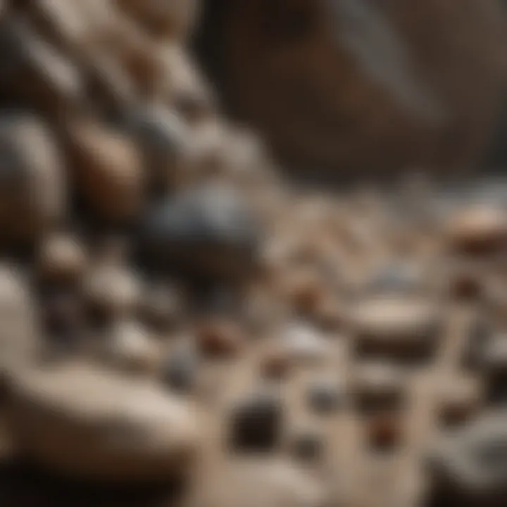 A well-organized rock collection displayed in a showcase.