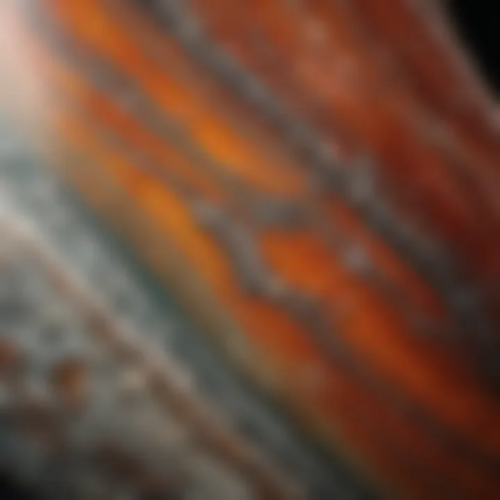 Close-up view of a polished jasper stone highlighting its intricate details and texture.