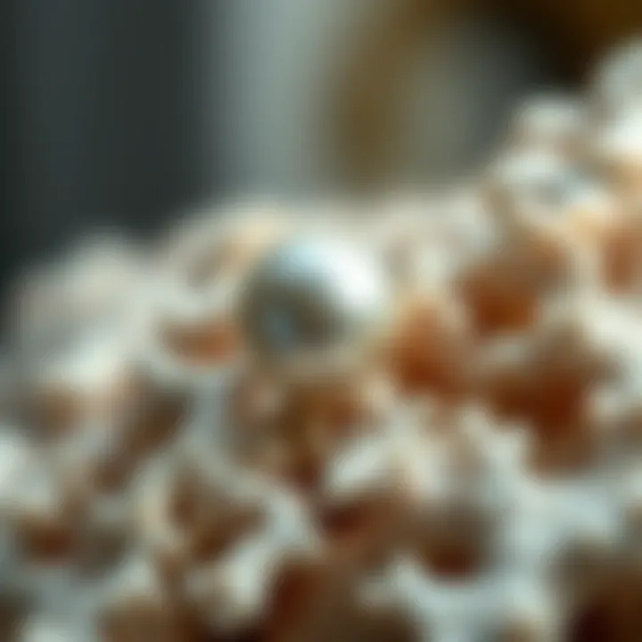 A detailed illustration of organic materials used in jewelry making, featuring pearls and coral.