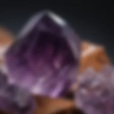 Close-up of a polished amethyst quartz, highlighting its deep purple hues and natural beauty.