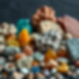 A colorful array of various rock specimens arranged aesthetically.