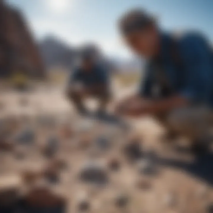 Collectors examining mineral specimens at Quartzsite