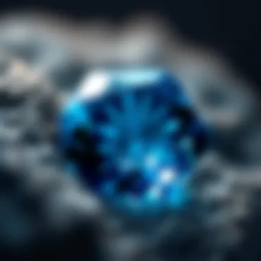 Intricate Facets of Blue Zircon A close-up view of blue zircon under magnification revealing its intricate facets.