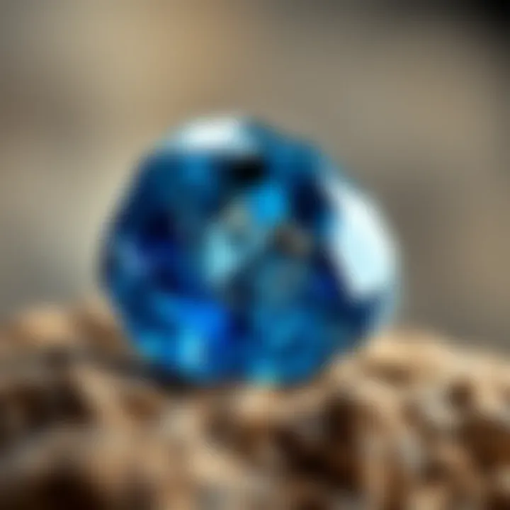 Cultural symbols associated with blue zircon displayed artistically.