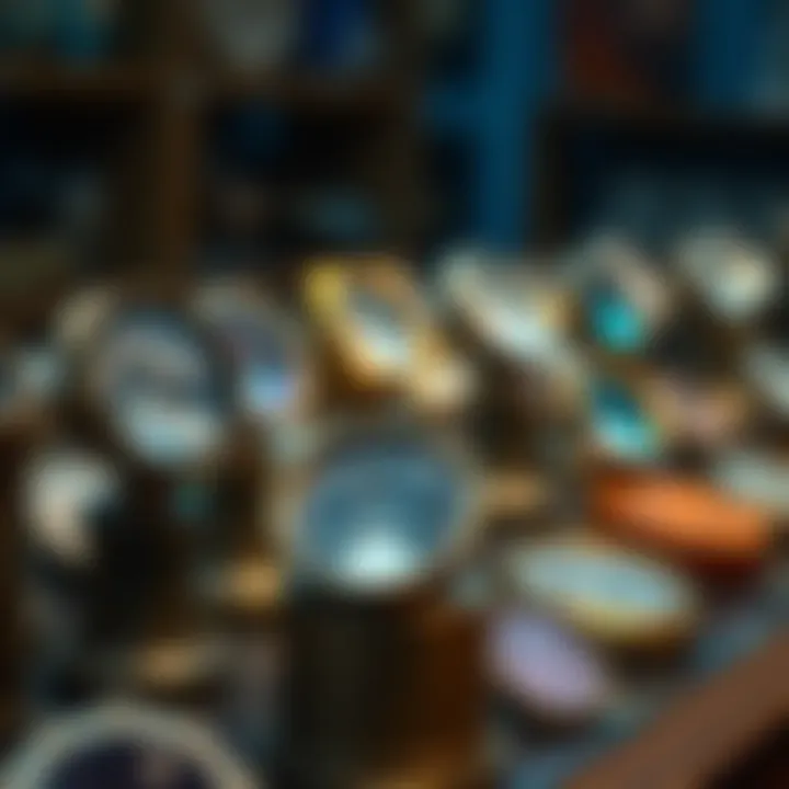 Different types of gemstone magnifiers on display