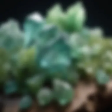 Meditative Use of Green Fluorite A serene arrangement of green fluorite crystals used in meditation and healing