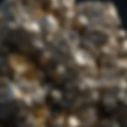 Close-up view of a pyrite cluster showcasing its metallic luster and crystal structure