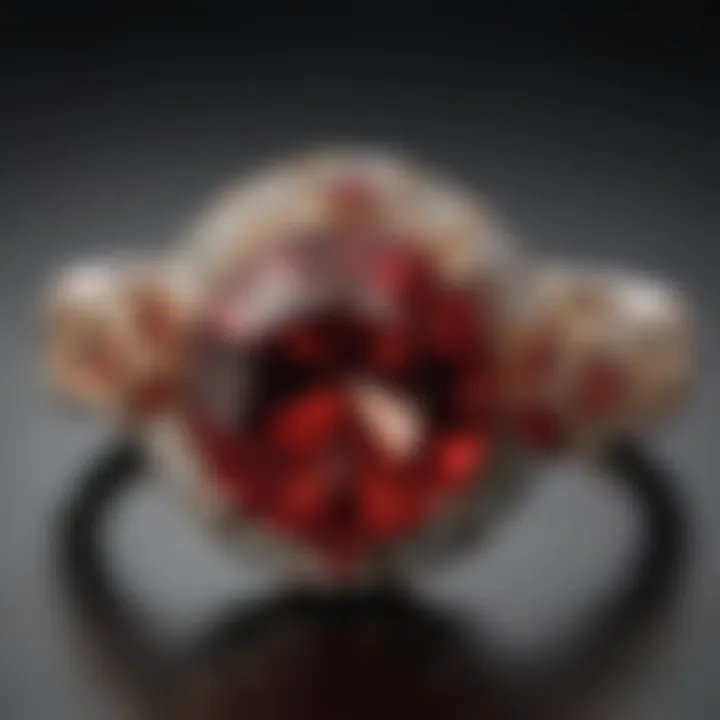 Elegant jewelry piece featuring red zircon, highlighting its vibrant color and design