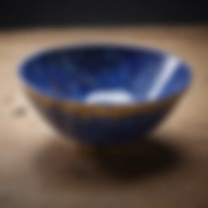 A stunning lapis lazuli bowl showcasing its vibrant blue hues and gold flecks