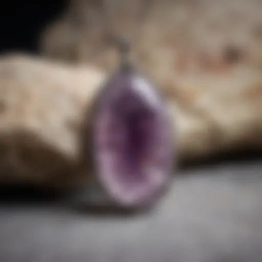 A stunning lepidolite pendant showcasing its unique purple hues and natural textures