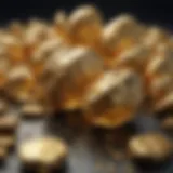 Glistening gold specimens displayed elegantly