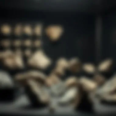 Meteorite Collector Display A display case showcasing various meteor fragments in a collector's collection