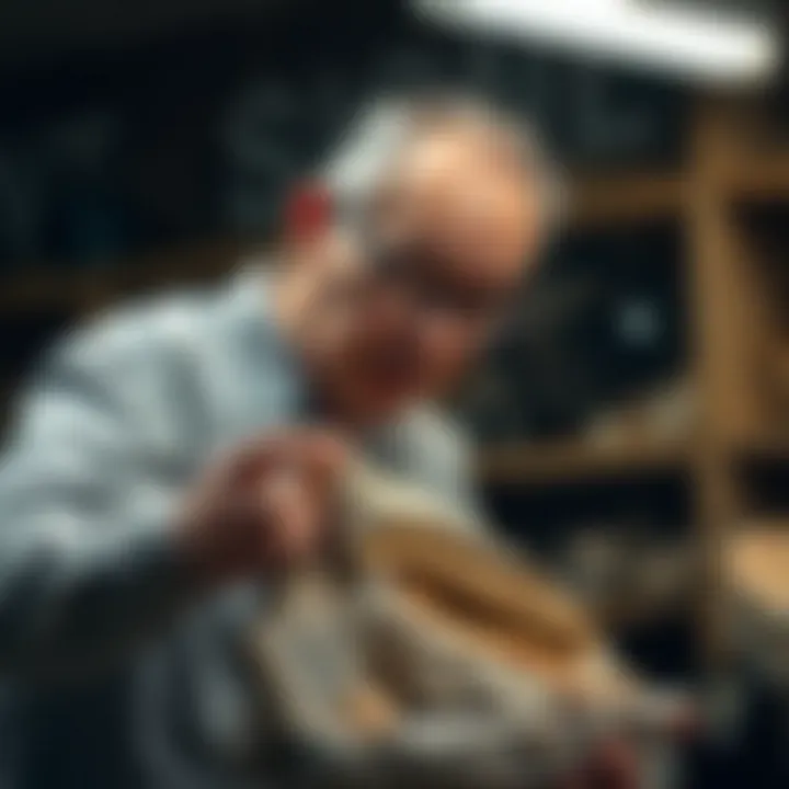 Collector Examining Specimen An enthusiastic collector examining a specimen