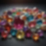 A collection of colorful, affordable gemstones displayed elegantly on a velvet surface.