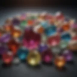 A collection of colorful, affordable gemstones displayed elegantly on a velvet surface.