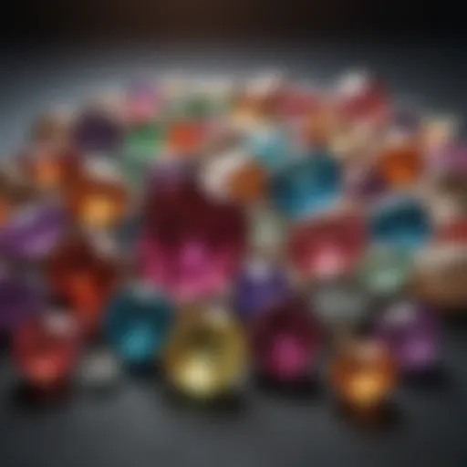 A collection of colorful, affordable gemstones displayed elegantly on a velvet surface.