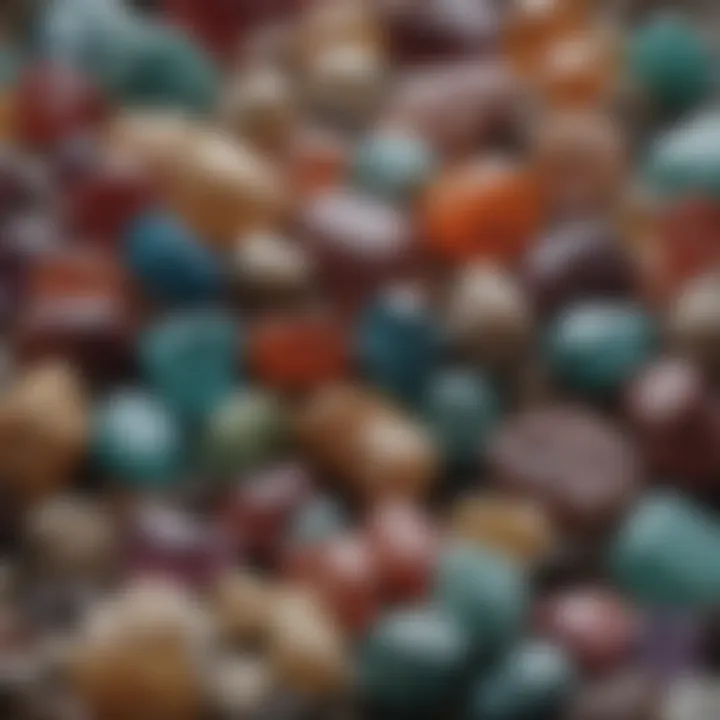 An array of raw gemstones in their natural state, emphasizing their unique textures and colors.