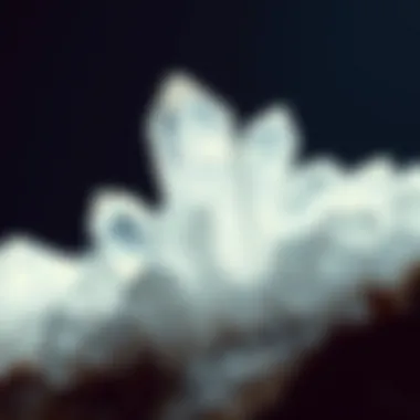 Close-up of quartz crystal formations showcasing clarity and brilliance