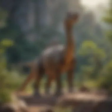 Artistic representation of Papo Brachiosaurus in naturalistic setting