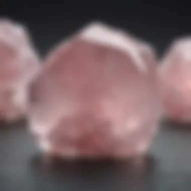 A detailed image of a rose quartz crystal, emphasizing its soft hues and smooth texture.