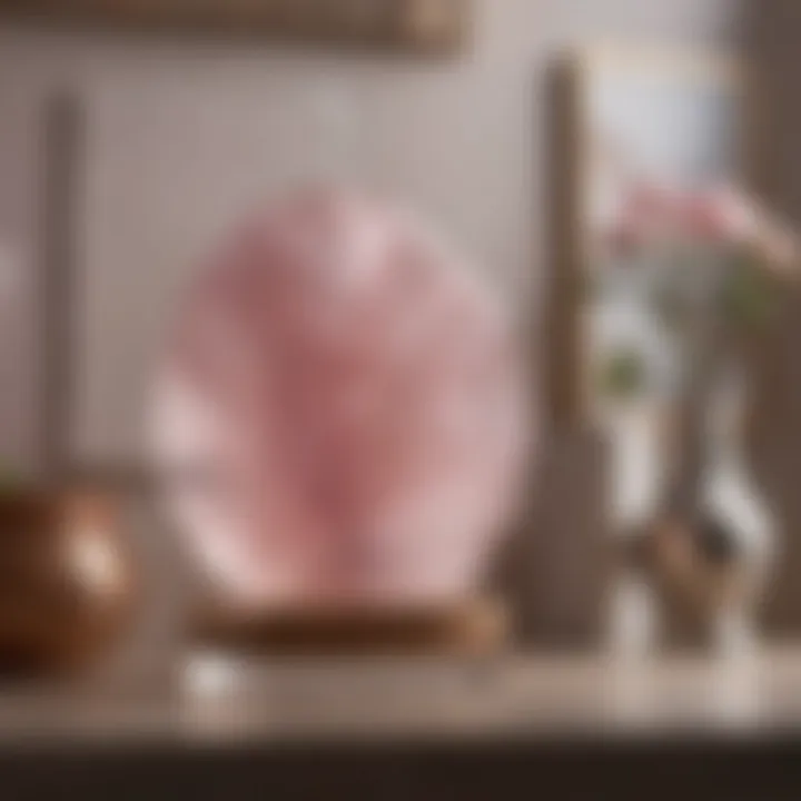 An artistic display of rose quartz used in home decor, highlighting its aesthetic appeal