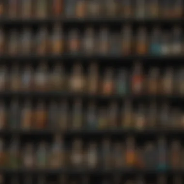 A vibrant display of tiny bottles in a collector's showcase, illustrating their appeal.