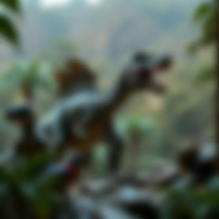 Spinosaurus in Its Prehistoric Habitat Habitat illustration of Spinosaurus in prehistoric environment