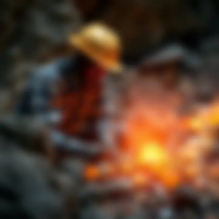 Rich Geological Site for Opal Extraction Miner extracting opal from a rich geological site in Ethiopia