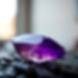 Close-up of a polished amethyst showcasing its vibrant purple hues and clarity