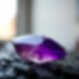 Polished Amethyst Displaying Vibrant Purple Hues Close-up of a polished amethyst showcasing its vibrant purple hues and clarity