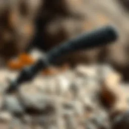 Intricately designed rock pick showcasing its ergonomic handle