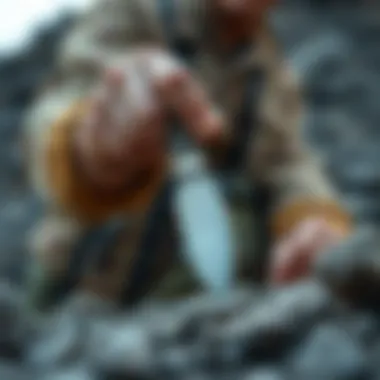 Proper Rock Pick Technique A user demonstrating the proper technique for using a rock pick