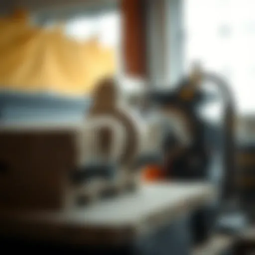 A close-up view of a rock slab polisher in action, showcasing its powerful mechanics.