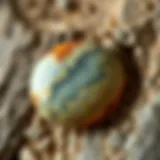 A close-up view of a 30mm cabochon showcasing its unique surface texture and coloration.