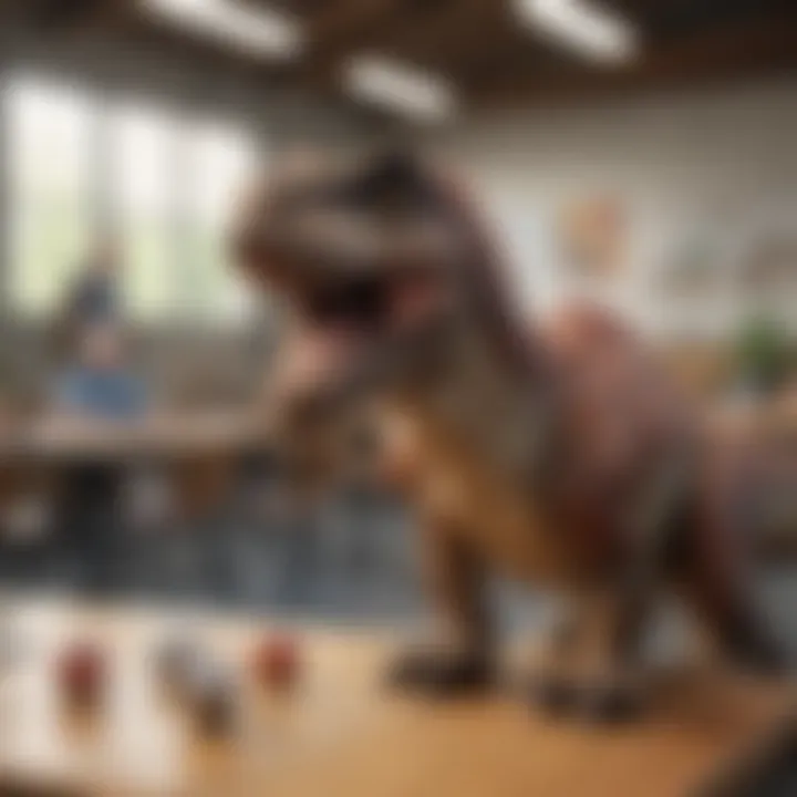 Illustration depicting the educational value of dinosaur poppers in a classroom setting.