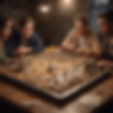 A group of enthusiasts engaging in a fossil-themed game night, immersed in learning and fun.