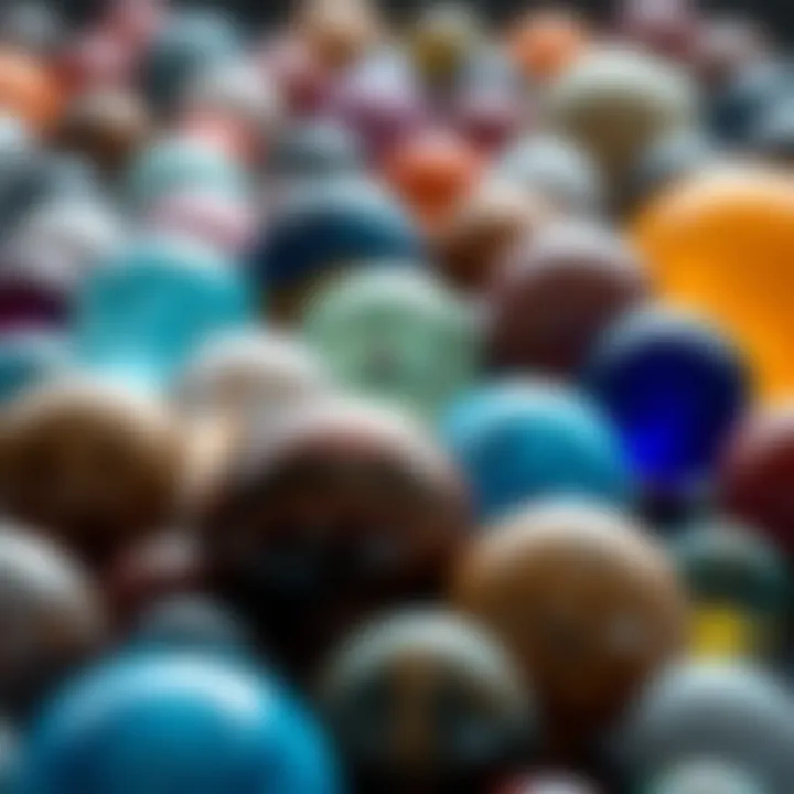 An exquisite collection of gem spheres displayed in various colors and sizes